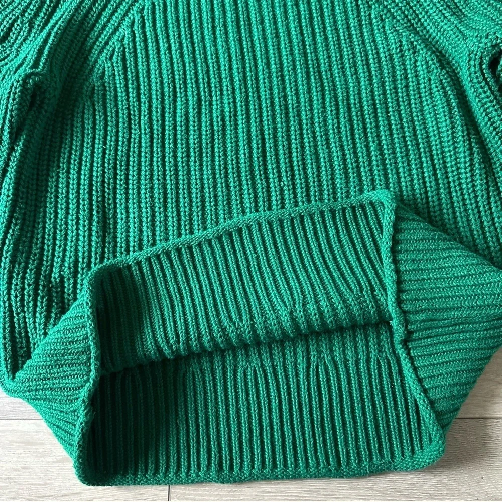 J. Crew 100% Cotton Green Turtleneck Sweater Green Sz M